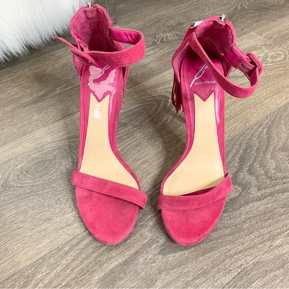 Brian Atwood Tosca Heels Open toe Tassel Ankle Strap Sandal Stiletto Pumps Pink - Picture 5 of 13
